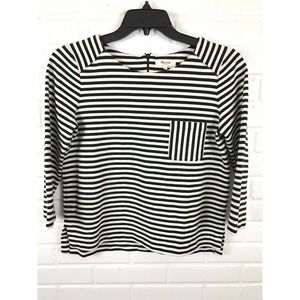 Madewell Striped 3/4 Sleeve Half Zipper Back Medium Tunic Top Size L